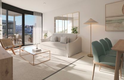 Apartment in Palmanova - Heller Wohnbereich mit Terrassenzugang